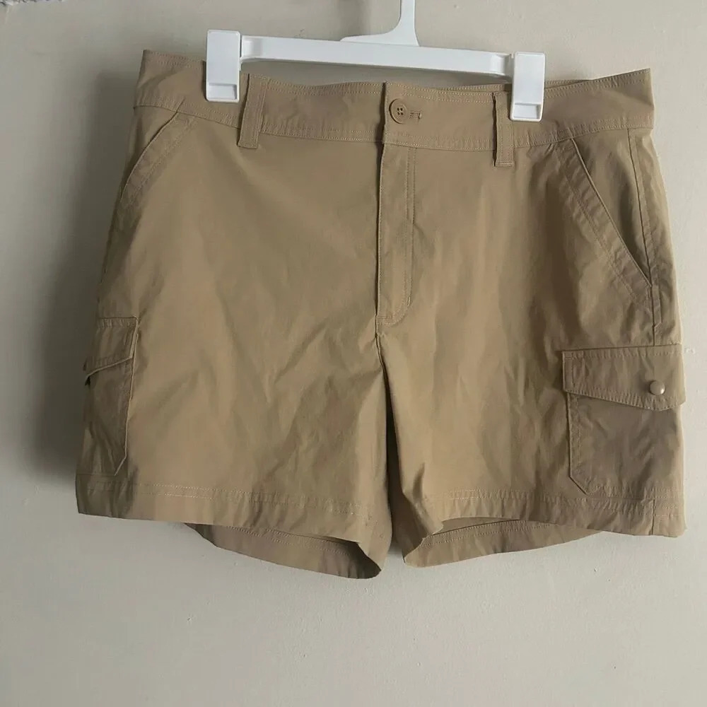 Women’s tan cargo short Nylon Stretch Camping Hiking Outdoor size 16